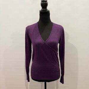 Universal Standard Purple Wrap V-Neck Sweater